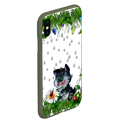 Чехол iPhone XS Max матовый Котёнок / 3D-Темно-зеленый – фото 2