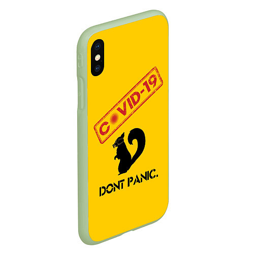 Чехол iPhone XS Max матовый Dont Panic covid-19 / 3D-Салатовый – фото 2