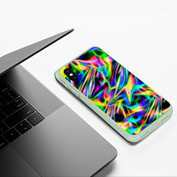 Чехол iPhone XS Max матовый Космическая хризонтема, цвет: 3D-салатовый — фото 2