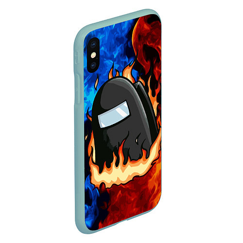 Чехол iPhone XS Max матовый AMONG US / 3D-Мятный – фото 2