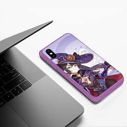 Чехол iPhone XS Max матовый GENSHIN IMPACT, МОНА, цвет: 3D-фиолетовый — фото 2