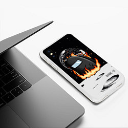 Чехол iPhone XS Max матовый Among Us fire, цвет: 3D-белый — фото 2