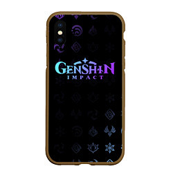 Чехол iPhone XS Max матовый GENSHIN IMPACT, цвет: 3D-коричневый