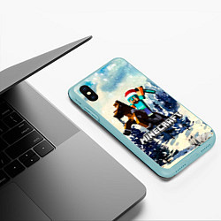 Чехол iPhone XS Max матовый Зимний Майнкрафт, цвет: 3D-мятный — фото 2