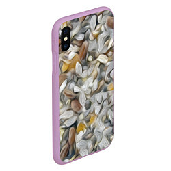 Чехол iPhone XS Max матовый Желто-серый каменный узор, цвет: 3D-сиреневый — фото 2
