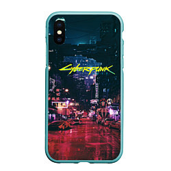 Чехол iPhone XS Max матовый Cyberpunk 2077, цвет: 3D-мятный