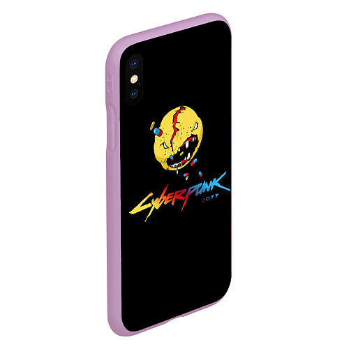 Чехол iPhone XS Max матовый Cyberpunk 2077 / 3D-Сиреневый – фото 2