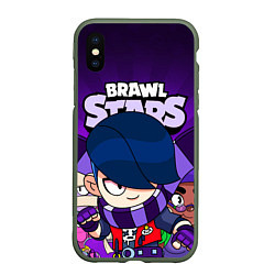 Чехол iPhone XS Max матовый BRAWL STARS EDGAR, цвет: 3D-темно-зеленый