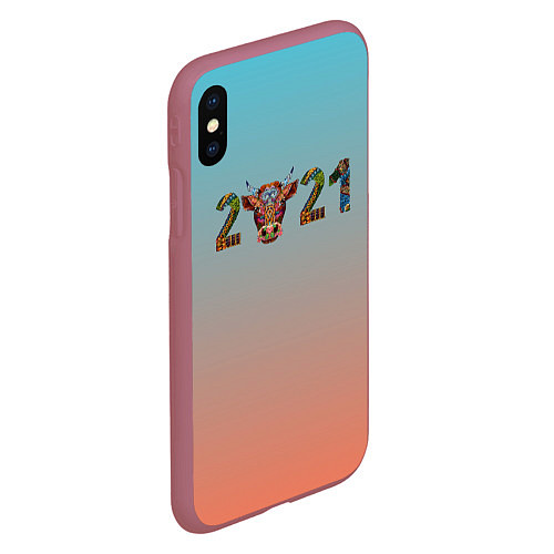 Чехол iPhone XS Max матовый 2021 Год быка / 3D-Малиновый – фото 2