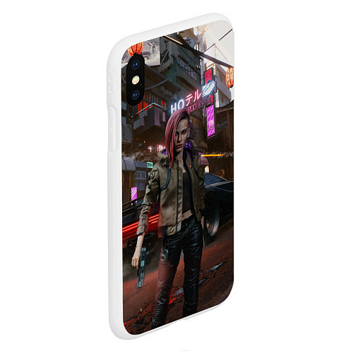 Чехол iPhone XS Max матовый Cyberpunk 2077 / 3D-Белый – фото 2