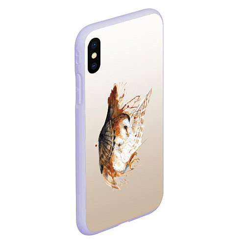 Чехол iPhone XS Max матовый Летящая сова рисунок / 3D-Светло-сиреневый – фото 2