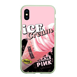 Чехол iPhone XS Max матовый BLACKPINK ICE CREAM, цвет: 3D-салатовый