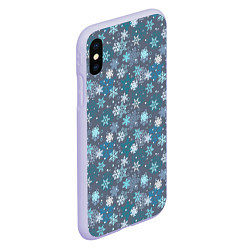 Чехол iPhone XS Max матовый Снежинки, цвет: 3D-светло-сиреневый — фото 2