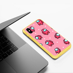Чехол iPhone XS Max матовый Among Us - Розовый цвет, цвет: 3D-желтый — фото 2