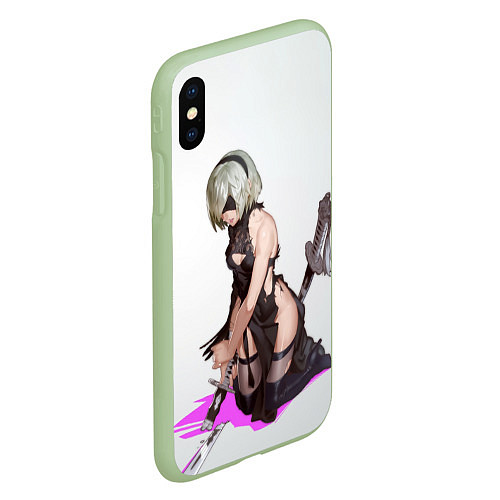 Чехол iPhone XS Max матовый NIER AUTOMATA 2B / 3D-Салатовый – фото 2