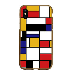 Чехол iPhone XS Max матовый Color blocking, цвет: 3D-коричневый