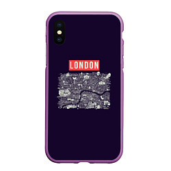Чехол iPhone XS Max матовый LONDON, цвет: 3D-фиолетовый