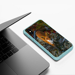 Чехол iPhone XS Max матовый Лиса, цвет: 3D-мятный — фото 2