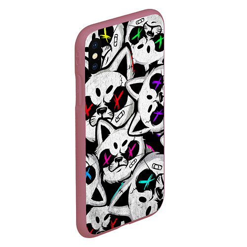 Чехол iPhone XS Max матовый Злые панды / 3D-Малиновый – фото 2