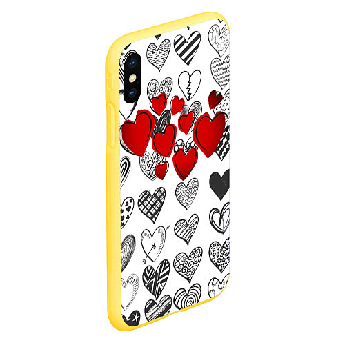 Чехол iPhone XS Max матовый Сердца / 3D-Желтый – фото 2