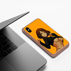 Чехол iPhone XS Max матовый Uraraka Ahegao Урарака, цвет: 3D-коричневый — фото 2