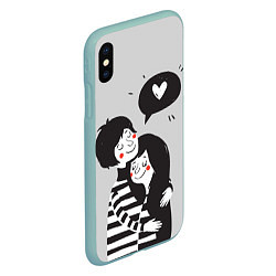 Чехол iPhone XS Max матовый Любовь, цвет: 3D-мятный — фото 2