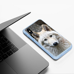 Чехол iPhone XS Max матовый Волк, цвет: 3D-голубой — фото 2