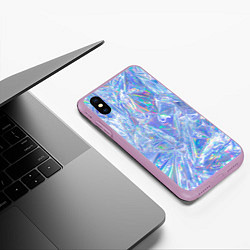 Чехол iPhone XS Max матовый 3d ice glitch, цвет: 3D-сиреневый — фото 2