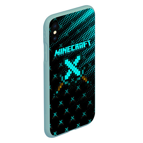 Чехол iPhone XS Max матовый Minecraft / 3D-Мятный – фото 2