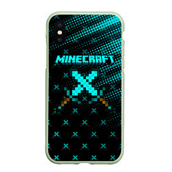 Чехол iPhone XS Max матовый Minecraft, цвет: 3D-салатовый