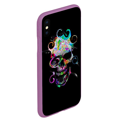 Чехол iPhone XS Max матовый ЧЕРЕП / 3D-Фиолетовый – фото 2