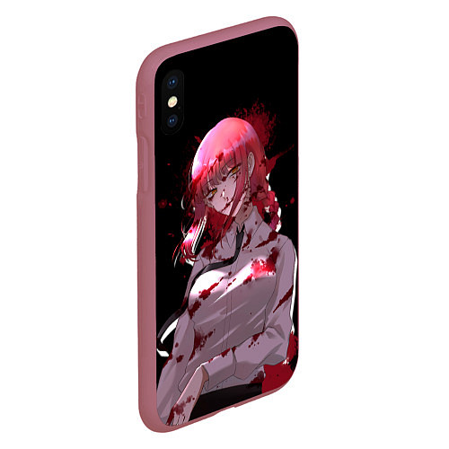 Чехол iPhone XS Max матовый Makima Chainsaw Man / 3D-Малиновый – фото 2