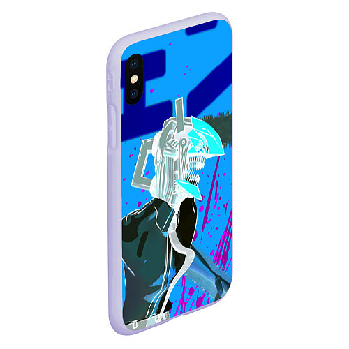 Чехол iPhone XS Max матовый Человек Бензопила / 3D-Светло-сиреневый – фото 2