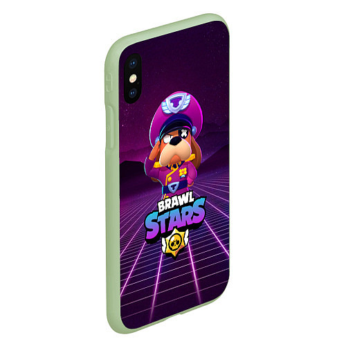 Чехол iPhone XS Max матовый Brawl Stars - Colonel Ruffs / 3D-Салатовый – фото 2