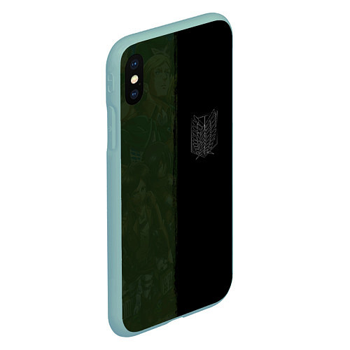 Чехол iPhone XS Max матовый Атака на титанов / 3D-Мятный – фото 2