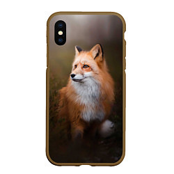 Чехол iPhone XS Max матовый Лиса-охотница, цвет: 3D-коричневый