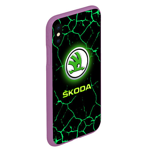 Чехол iPhone XS Max матовый SKODA / 3D-Фиолетовый – фото 2