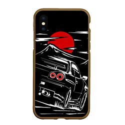 Чехол iPhone XS Max матовый Skyline R 34 R34 скайлайн, цвет: 3D-коричневый