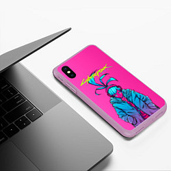Чехол iPhone XS Max матовый Cyberpunk 2077, цвет: 3D-сиреневый — фото 2