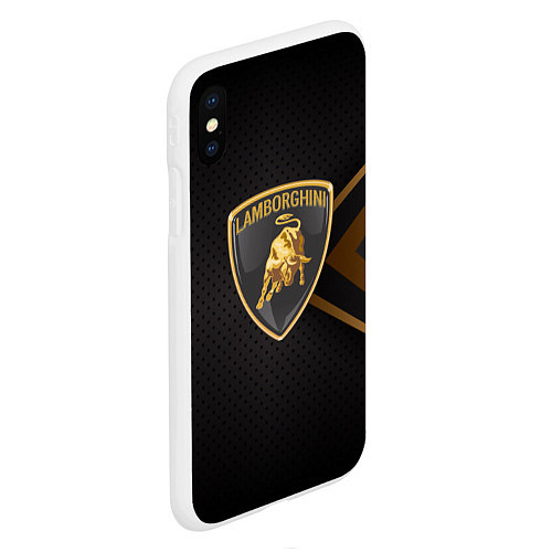 Чехол iPhone XS Max матовый LAMBORGHINI ЛАМБОРДЖИНИ / 3D-Белый – фото 2