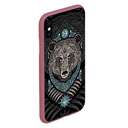 Чехол iPhone XS Max матовый Медведь, цвет: 3D-малиновый — фото 2