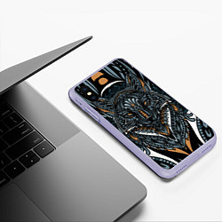 Чехол iPhone XS Max матовый Рисунок лиса, цвет: 3D-светло-сиреневый — фото 2