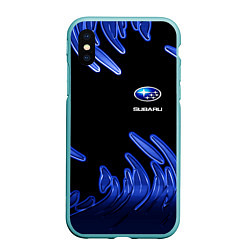 Чехол iPhone XS Max матовый Subaru, цвет: 3D-мятный