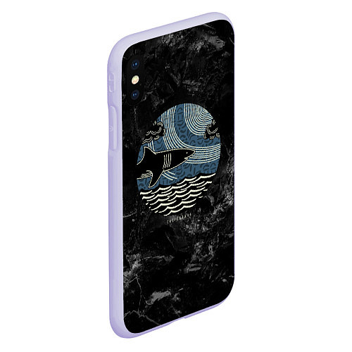 Чехол iPhone XS Max матовый Акула / 3D-Светло-сиреневый – фото 2