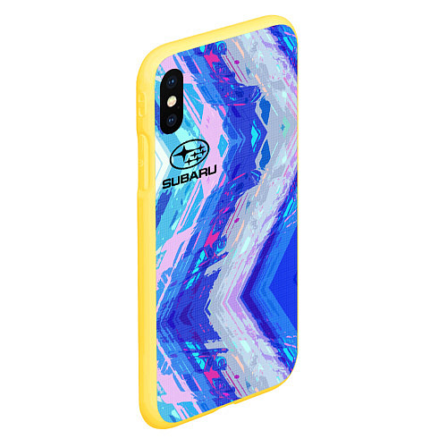 Чехол iPhone XS Max матовый Subaru / 3D-Желтый – фото 2