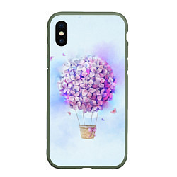 Чехол iPhone XS Max матовый Air flowers, цвет: 3D-темно-зеленый