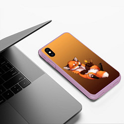 Чехол iPhone XS Max матовый Взрывной характер милого лиса, цвет: 3D-сиреневый — фото 2