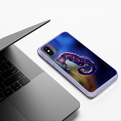 Чехол iPhone XS Max матовый Морской конёк, цвет: 3D-светло-сиреневый — фото 2