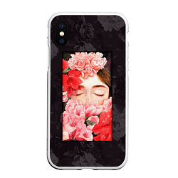 Чехол iPhone XS Max матовый Flowers girl, цвет: 3D-белый