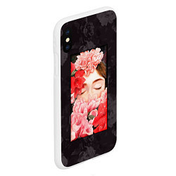 Чехол iPhone XS Max матовый Flowers girl, цвет: 3D-белый — фото 2